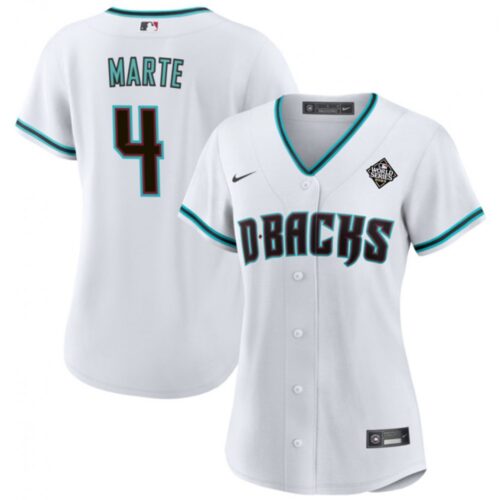 686371b305d09_1 Women's Arizona Diamondbacks #4 Ketel Marte White 2023 World Series Stitched Baseball Jersey(Run Small)