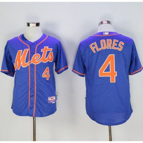 686371d2e7df6_1 Mets #4 Wilmer Flores Blue Cool Base Stitched MLB Jersey