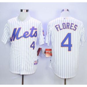 686371e3621a7_1 Mets #4 Wilmer Flores White(Blue Strip) Home Cool Base Stitched MLB Jersey