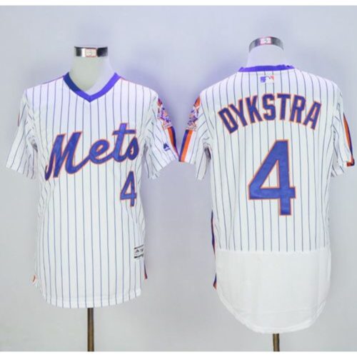 686371e6be68d_1 Mets #4 Lenny Dykstra White(Blue Strip) Flexbase Authentic Collection Alternate Stitched MLB Jersey