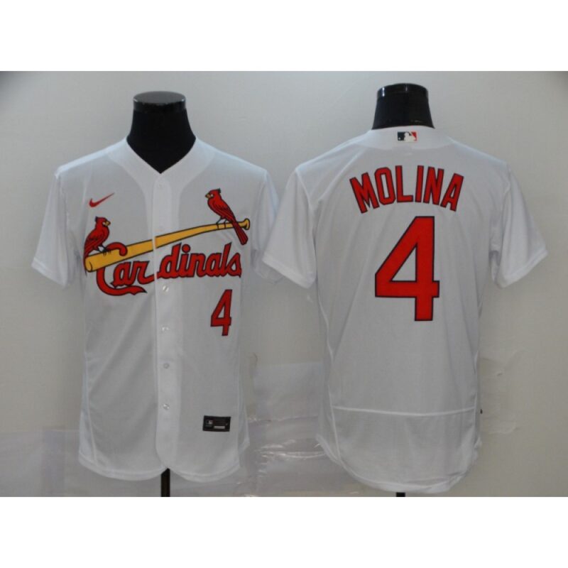 686372057f89a_1 Men's St. Louis Cardinals #4 Yadier Molina White Flex Base Stitched MLB Jersey
