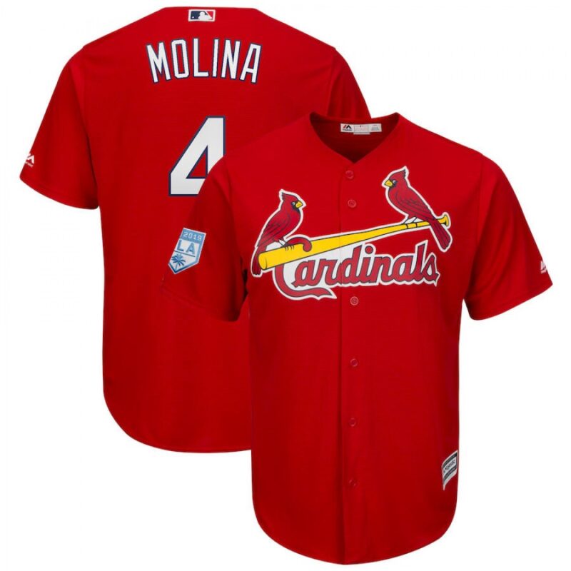 6863720c55e6f_1 Men's St. Louis Cardinals #4 Yadier Molina Red 2019 Spring Training Cool Base Stitched MLB Jersey