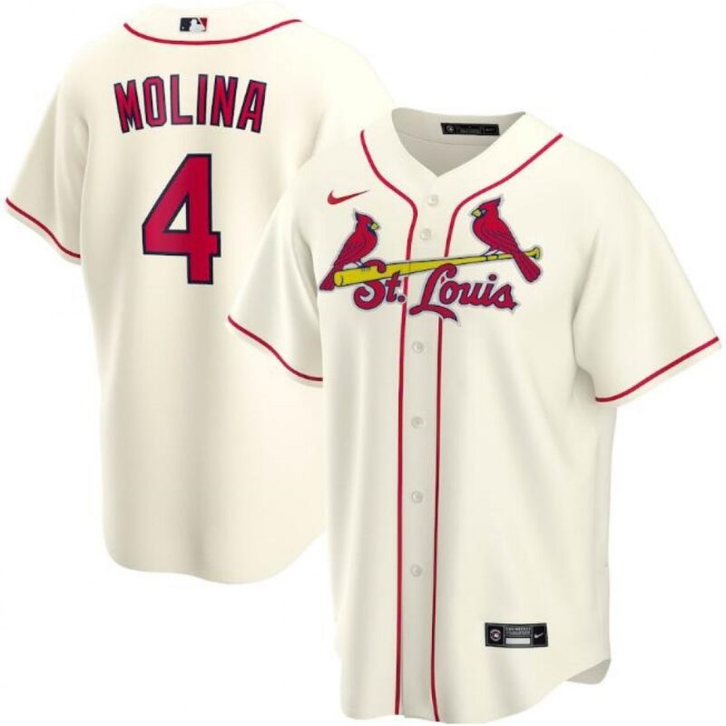 68637219d8d18_1 Men's St. Louis Cardinals #4 Yadier Molina Cream Cool Base Stitched Jersey