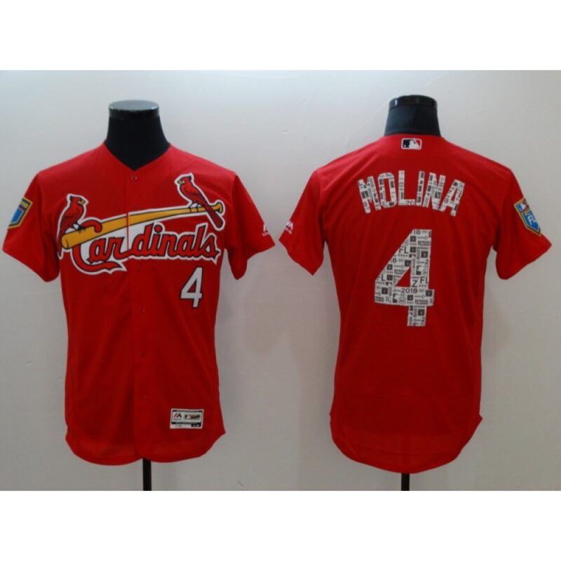 6863721d2e8f2_1 Men's St. Louis Cardinals #4 Yadier Molina Red 2018 Spring Training Flexbase Stitched MLB Jersey
