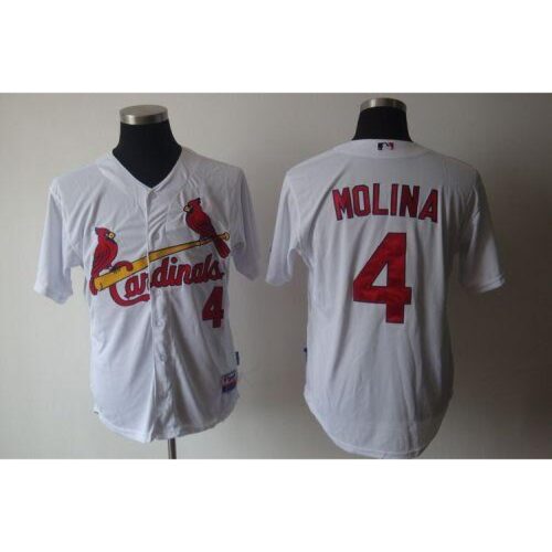 68637231bf0e1_1 Cardinals #4 Yadier Molina White Cool Base Stitched MLB Jersey