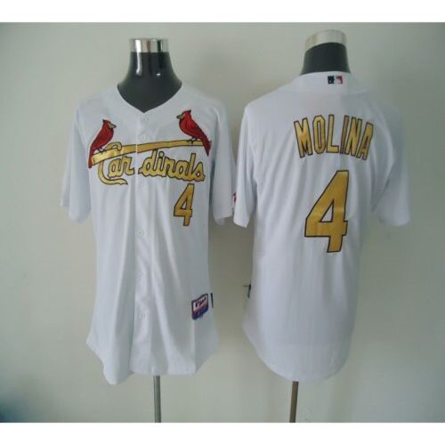 6863723bd66c8_1 Cardinals #4 Yadier Molina White(Gold No.) Cool Base Stitched MLB Jersey