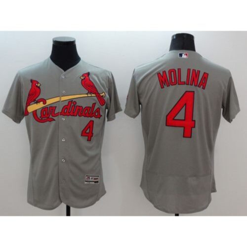 68637249da066_1 Cardinals #4 Yadier Molina Grey Flexbase Authentic Collection Stitched MLB Jersey