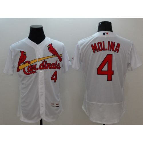 6863724d33f95_1 Cardinals #4 Yadier Molina White Flexbase Authentic Collection Stitched MLB Jersey