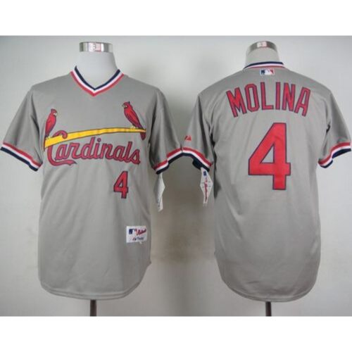 6863725737e35_1 Cardinals #4 Yadier Molina Grey 1978 Turn Back The Clock Stitched MLB Jersey