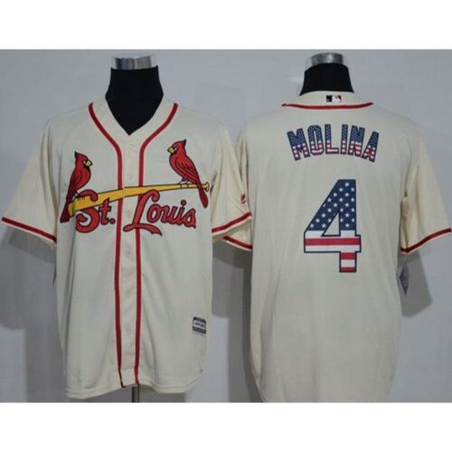 68637267c5f7d_1 Cardinals #4 Yadier Molina Cream USA Flag Fashion Stitched MLB Jersey