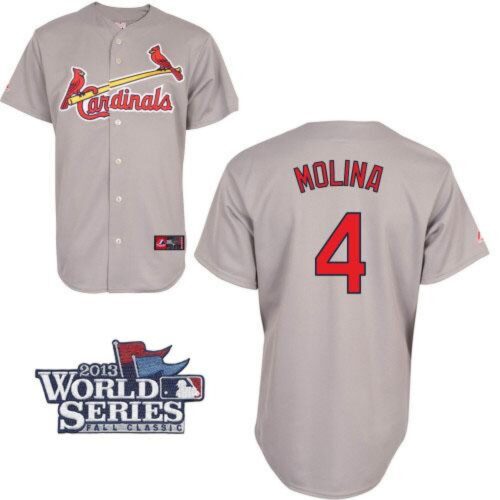 6863727207a4d_1 Cardinals #4 Yadier Molina Grey Cool Base 2013 World Series Patch Stitched MLB Jersey
