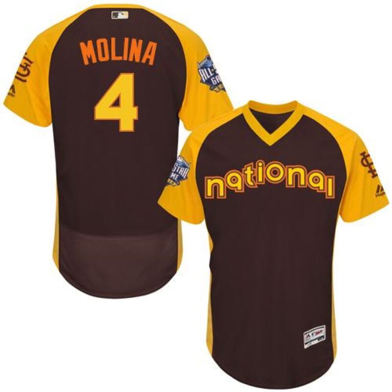 68637278ca2a6_1 Cardinals #4 Yadier Molina Brown Flexbase Authentic Collection 2016 All-Star National League Stitched MLB Jersey