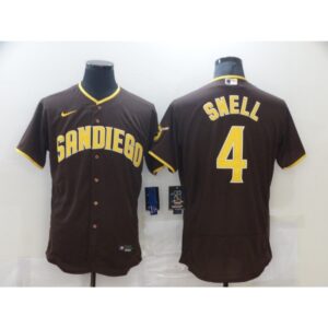 6863729b37087_1 Men's San Diego Padres #4 Blake Snell 2020 Brown Flex Base Stitched MLB Jersey