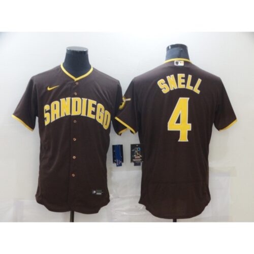 6863729b37087_1 Men's San Diego Padres #4 Blake Snell 2020 Brown Flex Base Stitched MLB Jersey