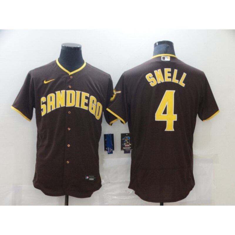 6863729b37087_1 Men's San Diego Padres #4 Blake Snell 2020 Brown Flex Base Stitched MLB Jersey