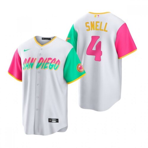 686372a2148e5_1 Men's San Diego Padres #4 Blake Snell 2022 White City Connect Cool Base Stitched Jersey