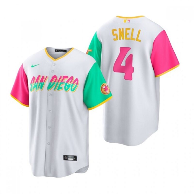 686372a2148e5_1 Men's San Diego Padres #4 Blake Snell 2022 White City Connect Cool Base Stitched Jersey
