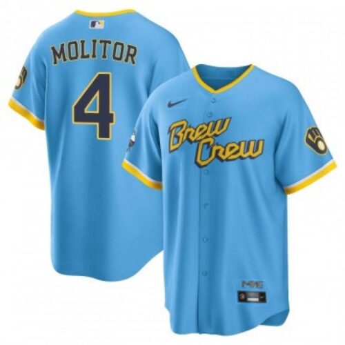 686372dbde1d4_1 Men's Milwaukee Brewers #4 Paul Molitor 2022 Powder Blue City Connect Cool Base Stitched Jersey