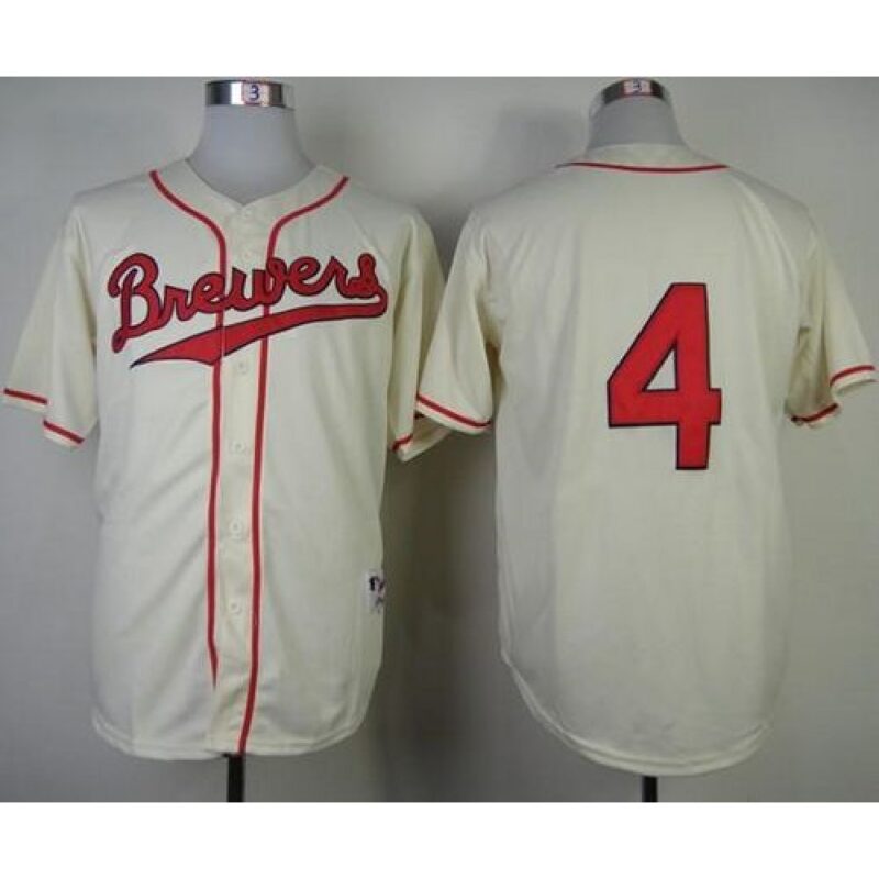 686372e2c84d1_1 Brewers #4 Paul Molitor Cream 1948 Turn Back The Clock Stitched MLB Jersey