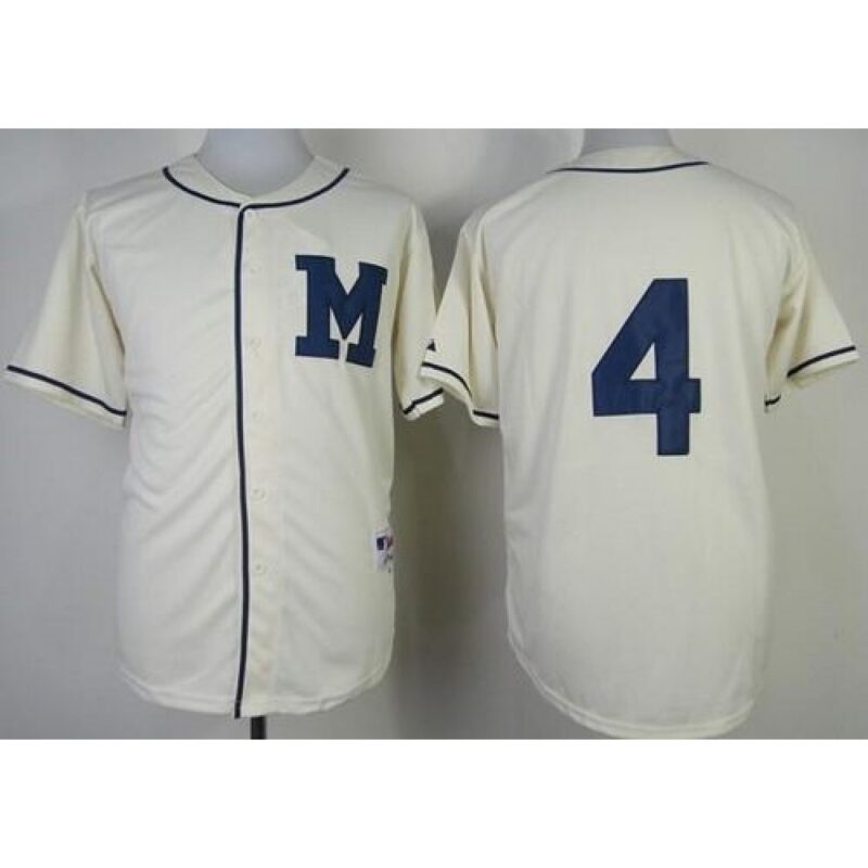 686372e6376ba_1 Brewers #4 Paul Molitor Cream 1913 Turn Back The Clock Stitched MLB Jersey