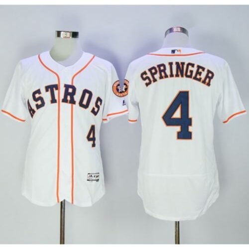 Astros #4 George Springer White Flexbase Authentic Collection Stitched MLB Jersey