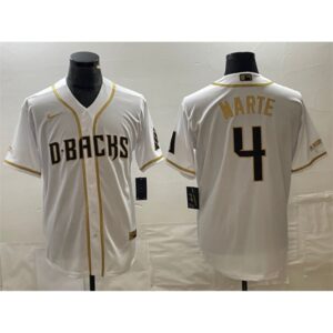 68637354c4dd9_1 Men's Arizona Diamondbacks #4 Ketel Marte White Gold Cool Base Stitched Baseball Jersey