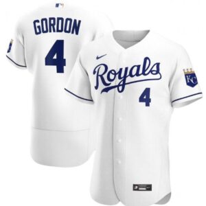 686373841b2d4_1 Men's Kansas City Royals #4 Alex Gordon White Flex Base Stitched Jersey
