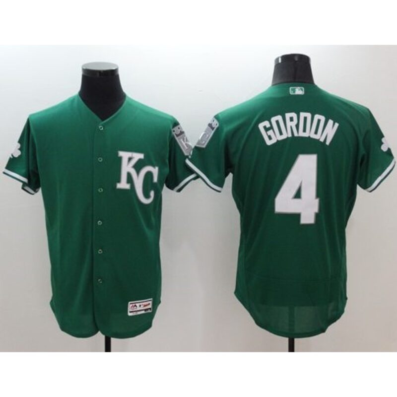 686373ae23b48_1 Royals #4 Alex Gordon Green Celtic Flexbase Authentic Collection Stitched MLB Jersey