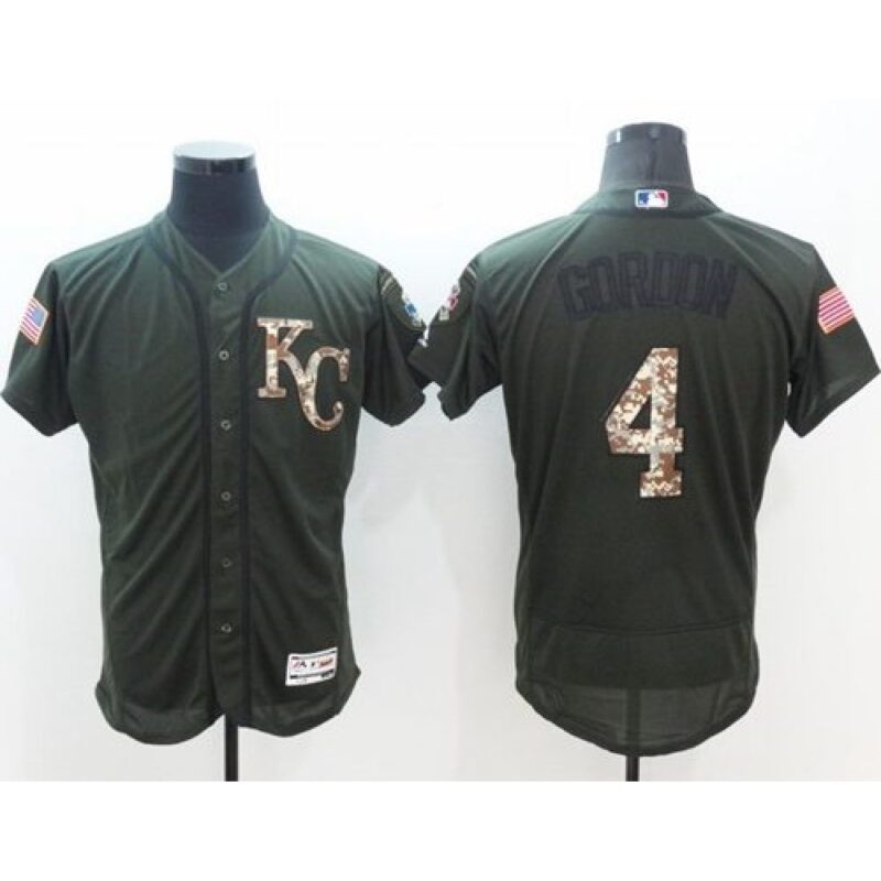 686373b15ef9a_1 Royals #4 Alex Gordon Green Flexbase Authentic Collection Salute to Service Stitched MLB Jersey
