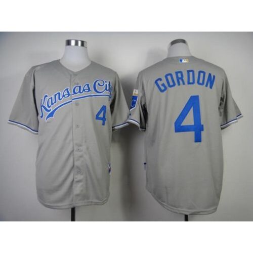 686373bac102b_1 Royals #4 Alex Gordon Grey Cool Base Stitched MLB Jersey