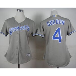 686373cdc7cc7_1 Royals #4 Alex Gordon Grey Road Women's Stitched MLB Jersey