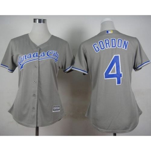 686373cdc7cc7_1 Royals #4 Alex Gordon Grey Road Women's Stitched MLB Jersey