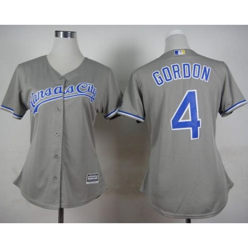 686373cdc7cc7_1 Royals #4 Alex Gordon Grey Road Women's Stitched MLB Jersey
