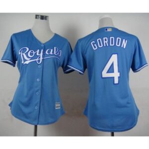 686373e340244_1 Royals #4 Alex Gordon Light Blue Alternate 1 Women's Stitched MLB Jersey
