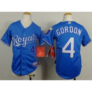 686373e5d686d_1 Royals #4 Alex Gordon Light Blue Cool Base Alternate 1 Stitched Youth MLB Jersey