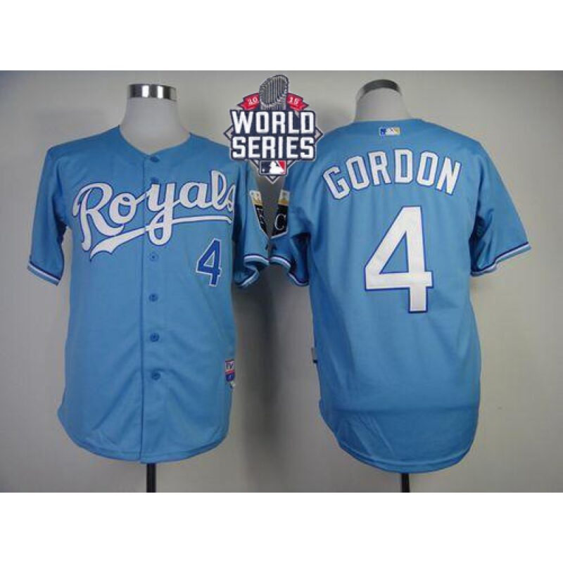 686373eeb475b_1 Royals #4 Alex Gordon Light Blue Cool Base W/2015 World Series Patch Stitched MLB Jersey