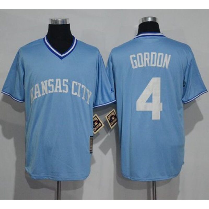 686373f1f0e5a_1 Royals #4 Alex Gordon Light Blue Cooperstown Stitched MLB Jersey