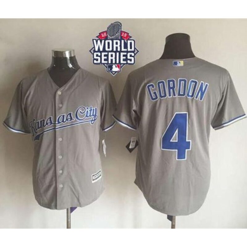 686374028656c_1 Royals #4 Alex Gordon New Grey Cool Base W/2015 World Series Patch Stitched MLB Jersey