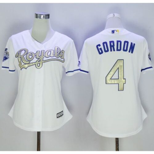 6863740f8759e_1 Royals #4 Alex Gordon White 2015 World Series Champions Gold Program Cool Base Women's Stitched MLB Jersey