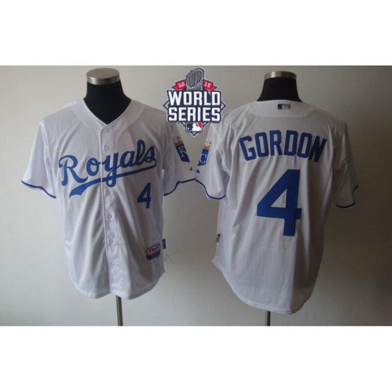 6863741ea5125_1 Royals #4 Alex Gordon White Cool Base W/2015 World Series Patch Stitched MLB Jersey