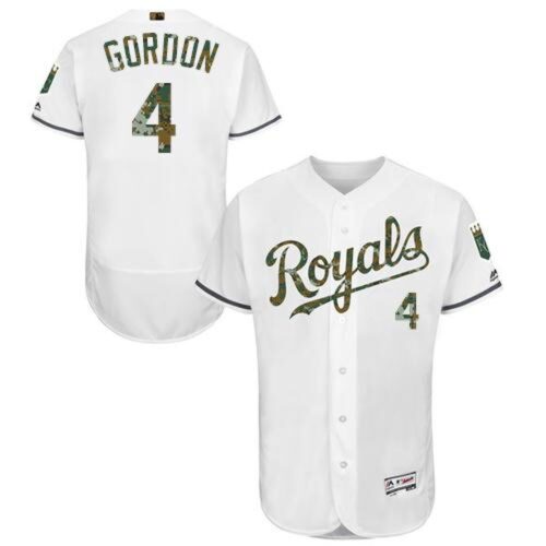 6863742a90fa0_1 Royals #4 Alex Gordon White Flexbase Authentic Collection 2016 Memorial Day Stitched MLB Jersey