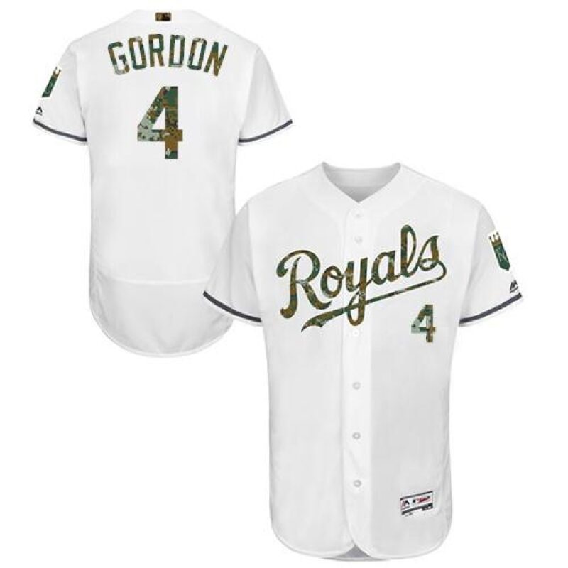 6863742a90fa0_1 Royals #4 Alex Gordon White Flexbase Authentic Collection 2016 Memorial Day Stitched MLB Jersey