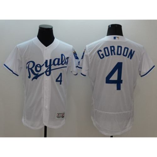 6863742dc0f03_1 Royals #4 Alex Gordon White Flexbase Authentic Collection Stitched MLB Jersey
