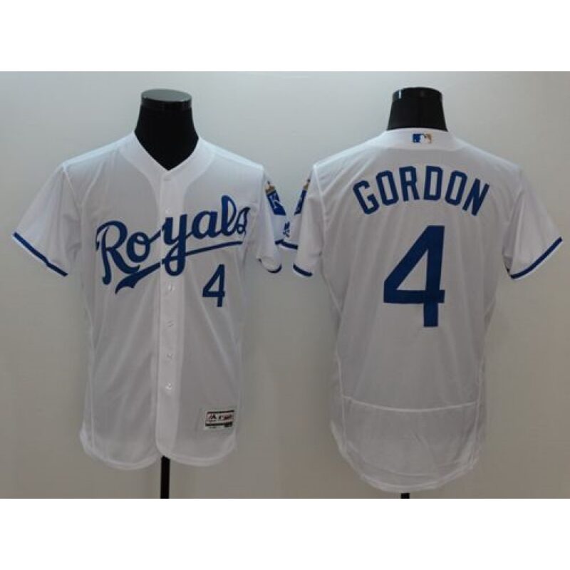6863742dc0f03_1 Royals #4 Alex Gordon White Flexbase Authentic Collection Stitched MLB Jersey