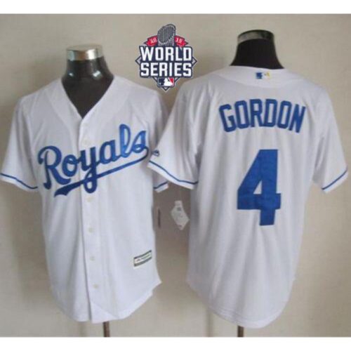 6863743e8c8e7_1 Royals #4 Alex Gordon White New Cool Base W/2015 World Series Patch Stitched MLB Jersey