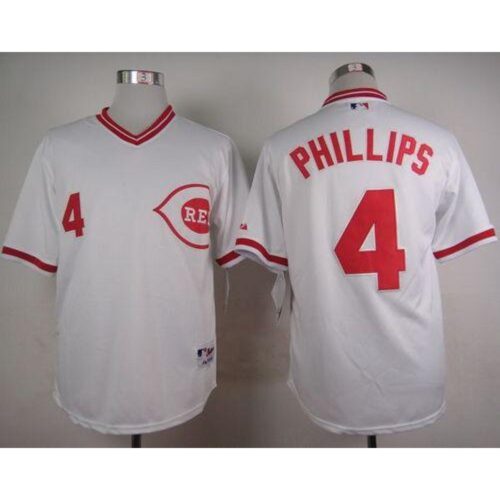 6863747f6c37c_1 Reds #4 Brandon Phillips White 1990 Turn Back The Clock Stitched MLB Jersey