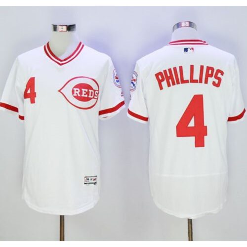 686374858e28e_1 Reds #4 Brandon Phillips White Flexbase Authentic Collection Cooperstown Stitched MLB Jersey