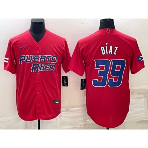 6863751267849_1 Men's Puerto Rico Baseball #39 Edwin Diaz 2023 Red World Baseball Classic Stitched Jersey