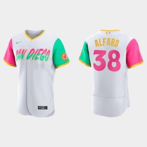 6863753b8ff9c_1 Men's San Diego Padres #38 Jorge Alfaro 2022 White City Connect Flex Base Stitched Baseball Jersey