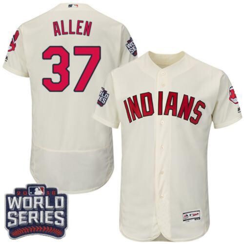 686375af18629_1 indians #37 Cody Allen Cream Flexbase Authentic Collection 2016 World Series Bound Stitched MLB Jersey
